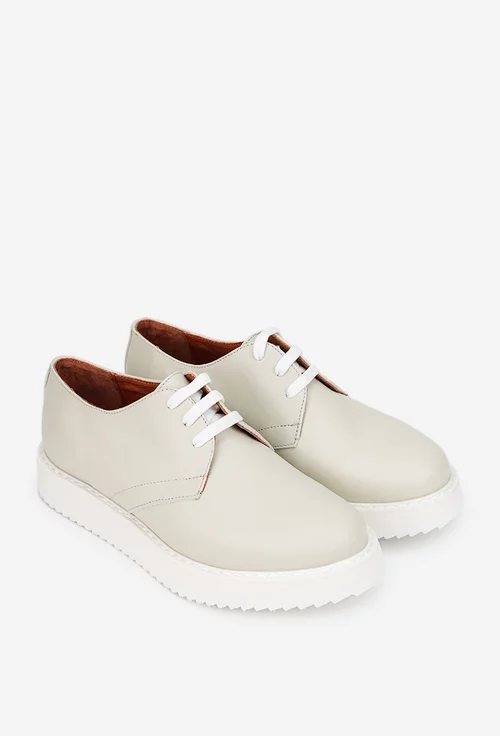 Pantofi dama gri deschis din piele naturala