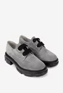 Pantofi dama gri din piele intoarsa cu siret