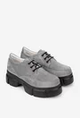 Pantofi dama gri din piele intoarsa cu siret