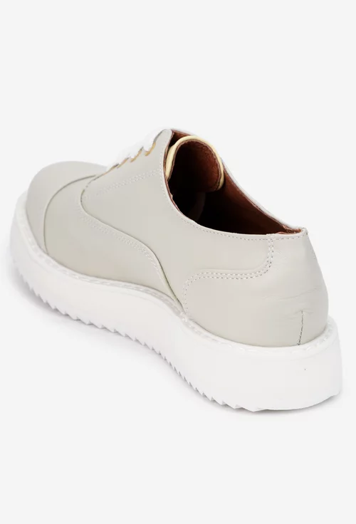 Pantofi dama gri din piele naturala