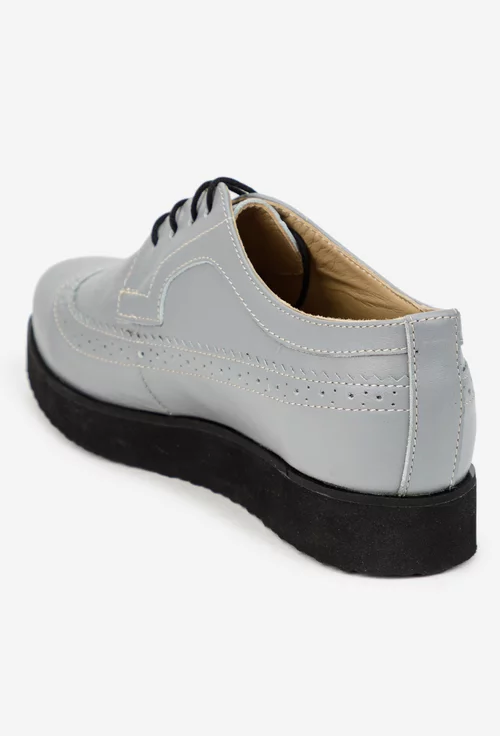 Pantofi dama gri din piele naturala picture - 3