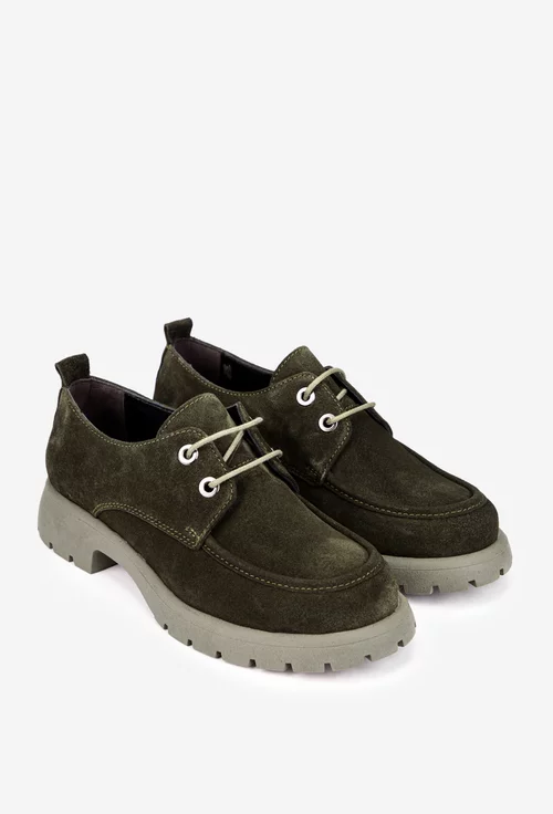 Pantofi dama kaki din piele intoarsa