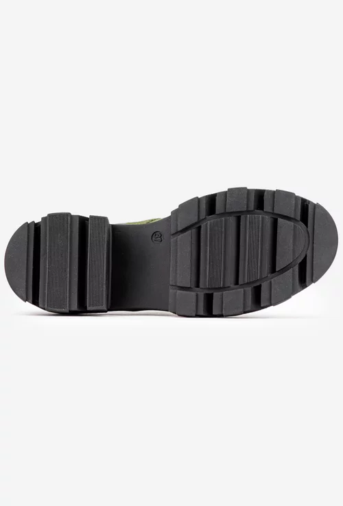 Pantofi dama kaki din piele intoarsa cu bareta