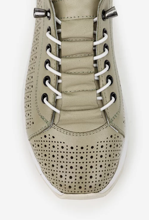 Pantofi dama kaki din piele naturala cu perforatii
