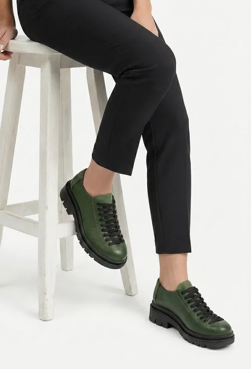 Pantofi dama kaki din piele naturala texturata