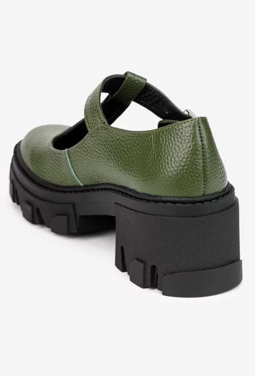 Pantofi dama kaki din piele texturata