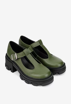 Pantofi dama kaki din piele texturata