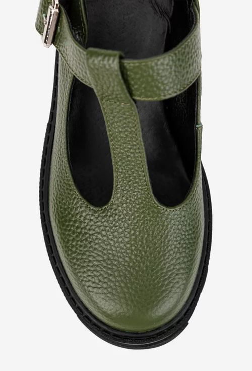 Pantofi dama kaki din piele texturata