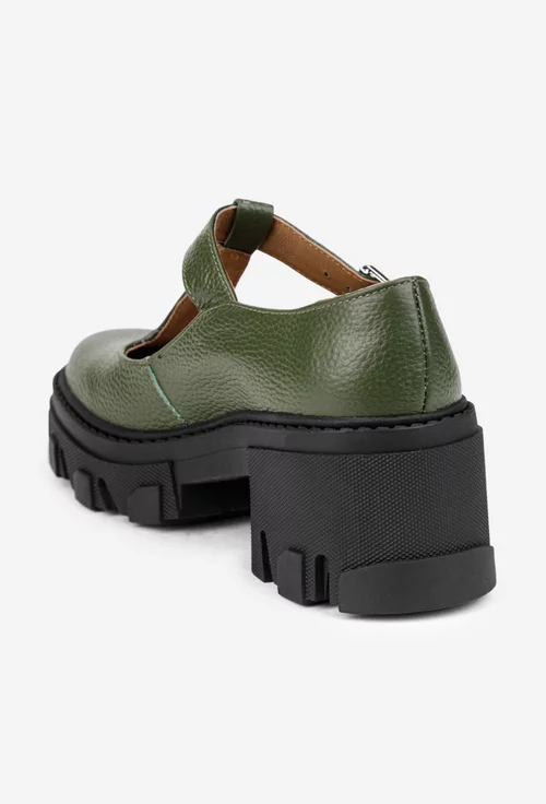 Pantofi dama kaki din piele texturata