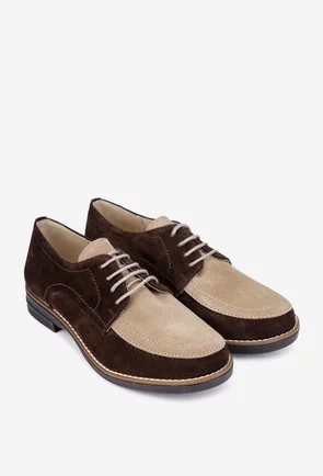 Pantofi dama maro cu bej din piele intoarsa