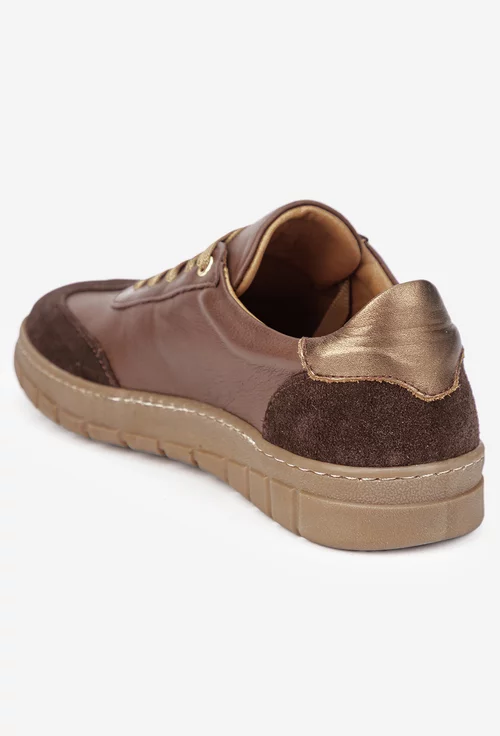 Pantofi dama maro cu bronz din piele picture - 3