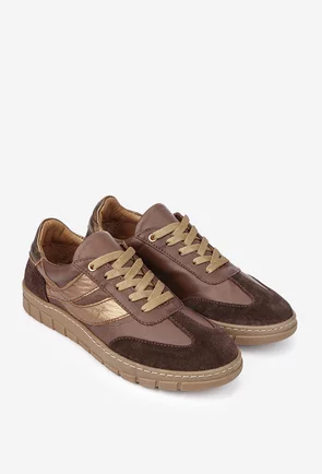 Pantofi dama maro cu bronz din piele