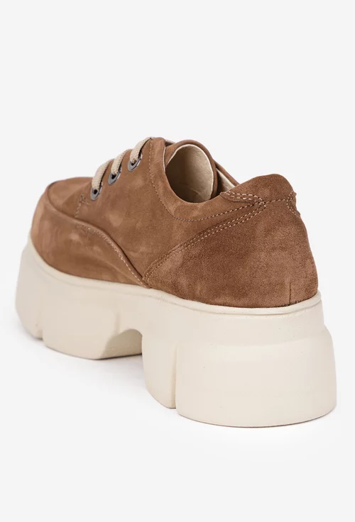 Pantofi dama maro din piele intoarsa