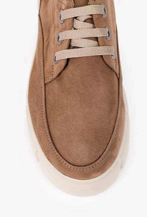 Pantofi dama maro din piele intoarsa