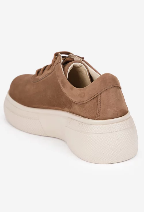 Pantofi dama maro din piele intoarsa