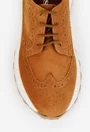 Pantofi dama maro din piele intoarsa cu aspect perforat