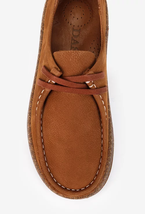 Pantofi dama maro din piele nabuc