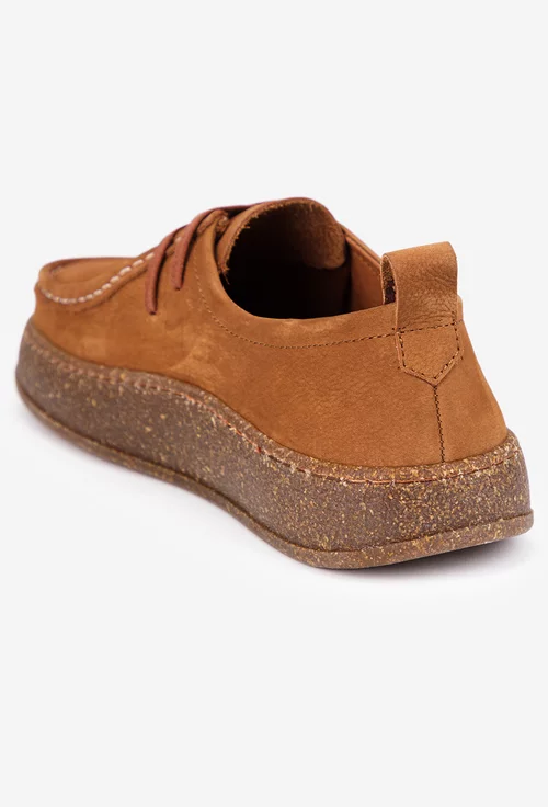 Pantofi dama maro din piele nabuc