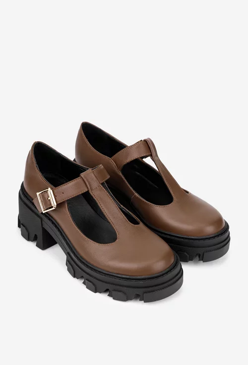 Pantofi dama maro din piele naturala