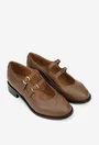 Pantofi dama maro din piele naturala cu barete