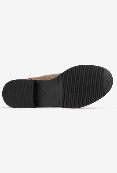 Pantofi dama maro din piele naturala cu barete