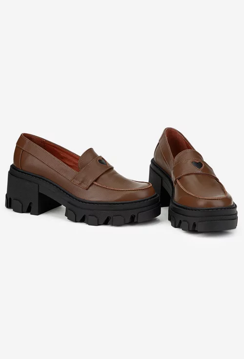 Pantofi dama maro din piele naturala cu ornament picture - 5
