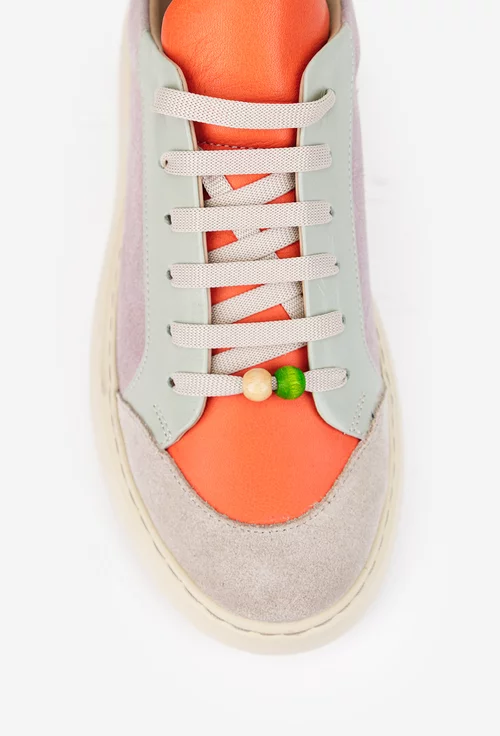 Pantofi dama multicolori din piele