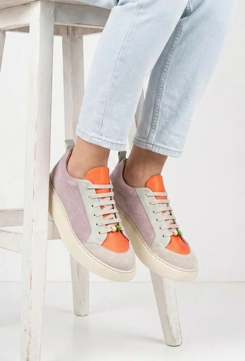 Pantofi dama multicolori din piele