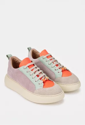 Pantofi dama multicolori din piele