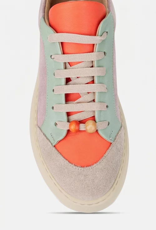 Pantofi dama multicolori din piele