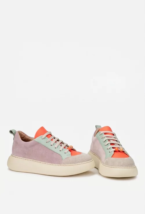 Pantofi dama multicolori din piele