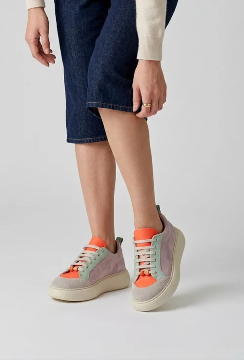 Pantofi dama multicolori din piele