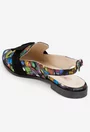 Pantofi dama multicolori din piele cu funda neagra