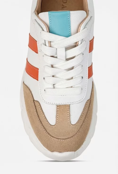 Pantofi dama multicolori din piele cu siret