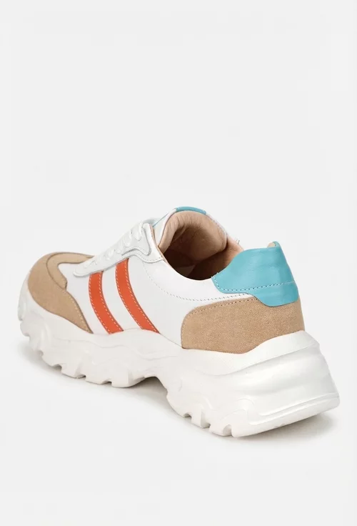 Pantofi dama multicolori din piele cu siret