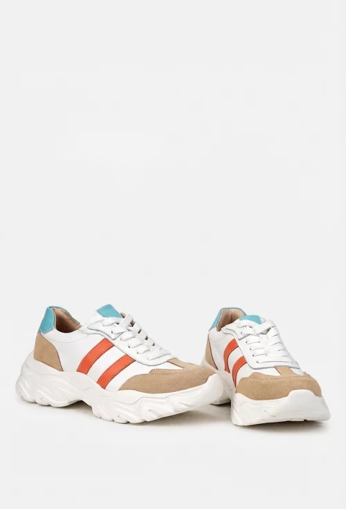 Pantofi dama multicolori din piele cu siret