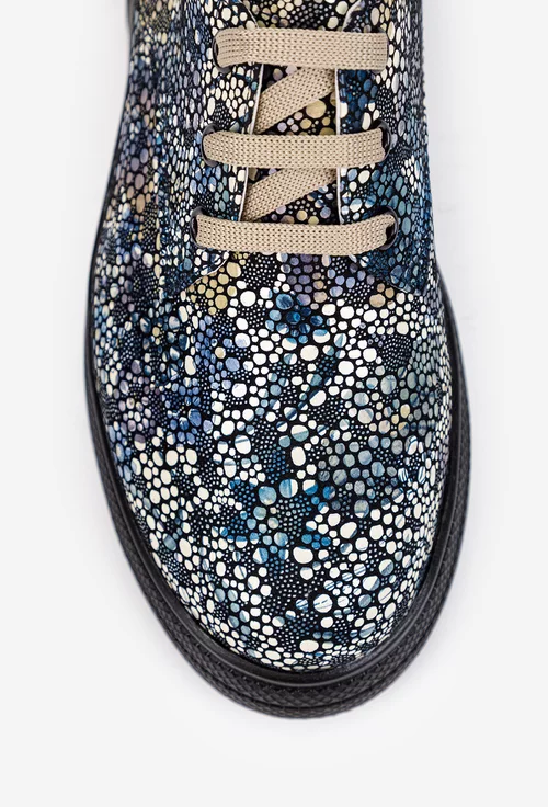 Pantofi dama multicolori din piele naturala