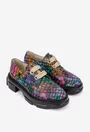 Pantofi dama multicolori din piele naturala cu siret
