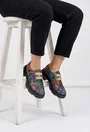 Pantofi dama multicolori din piele naturala cu siret