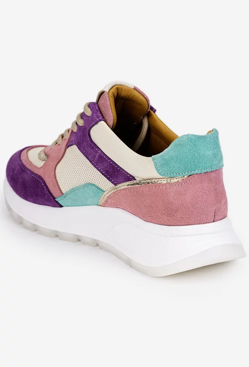 Pantofi dama multicolori NUR din piele cu siret