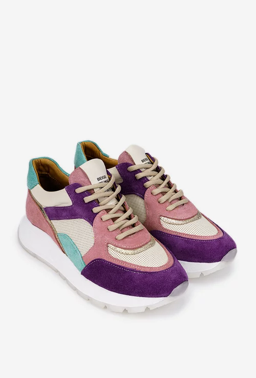 Pantofi dama multicolori NUR din piele cu siret