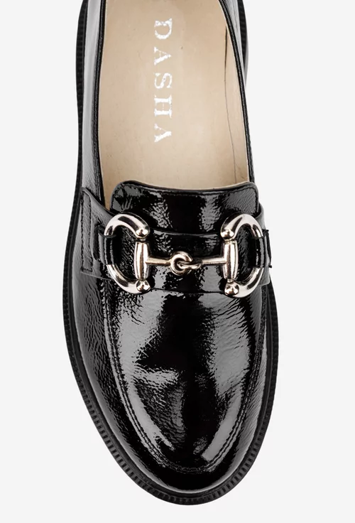 Pantofi dama negri confectionati din piele lacuita