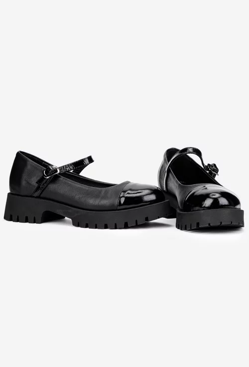 Pantofi dama negri din piele