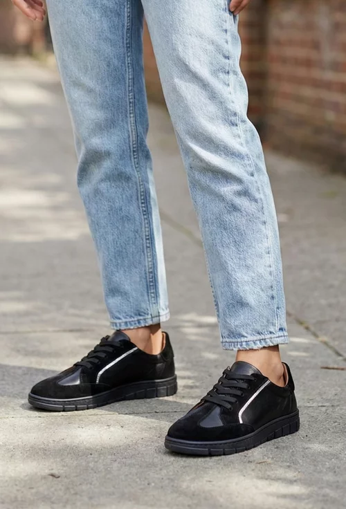 Pantofi dama negri din piele