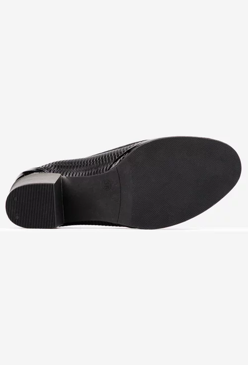 Pantofi dama negri din piele cu funda
