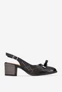 Pantofi dama negri din piele cu model perforat