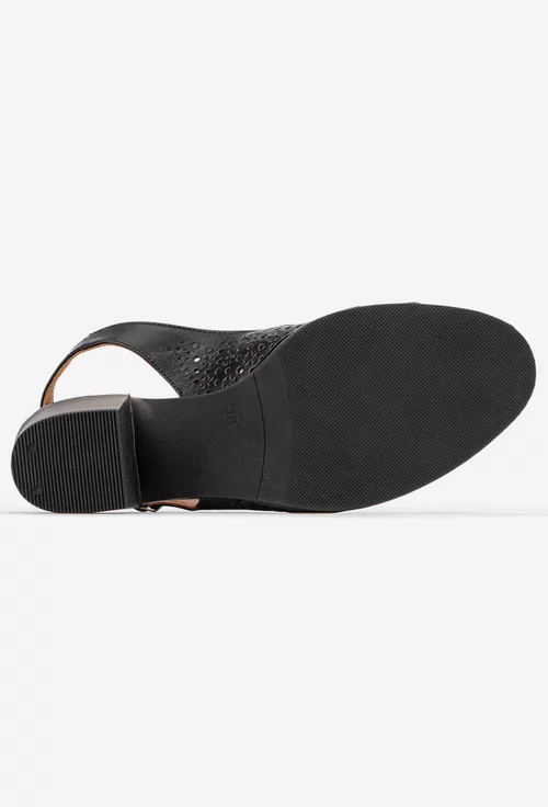 Pantofi dama negri din piele cu model perforat