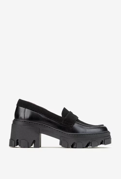 Pantofi dama negri din piele cu ornament picture - 2