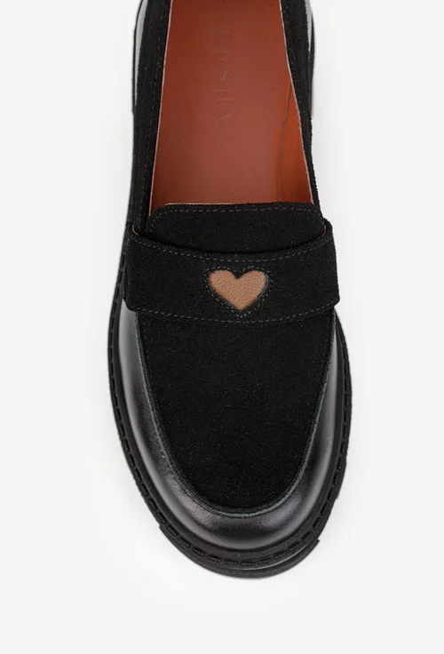 Pantofi dama negri din piele cu ornament picture - 6