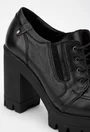 Pantofi dama negri din piele cu siret si elastic in laterale
